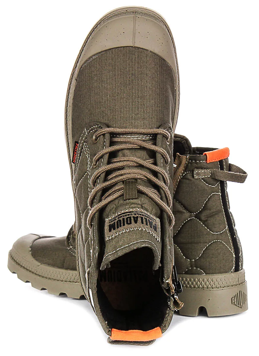 Palladium Pampa Re-Quiltd In Olive For Unisex