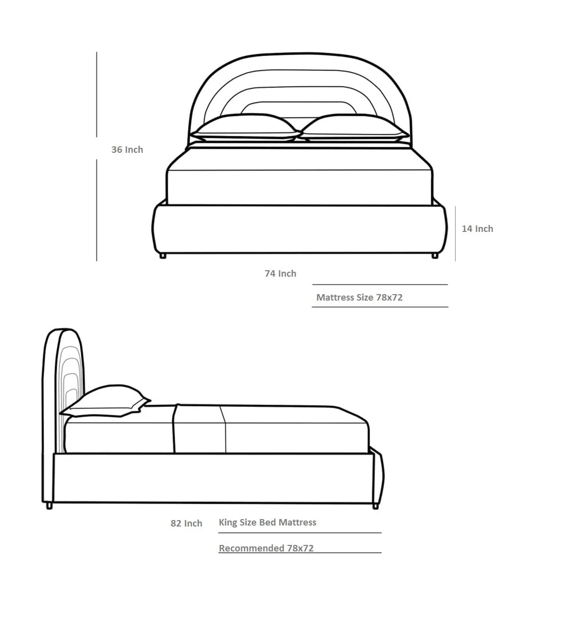 Paradise Furniture Low Profile Upholstered King Size Bed for Bedroom - Uphostry Bed without Storage for Home (Sky, Sheesham Wood)