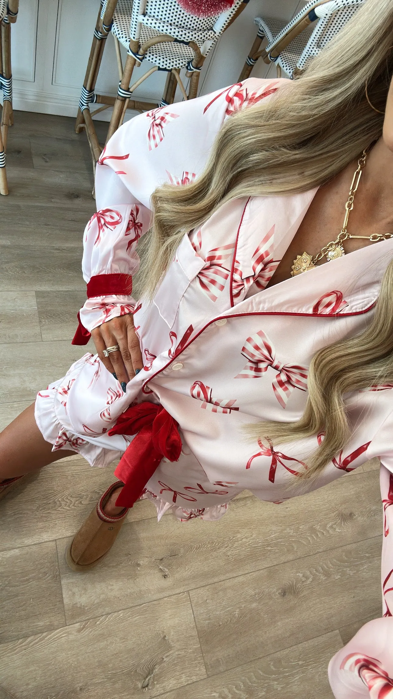 Peppermint Bows Pajama Set