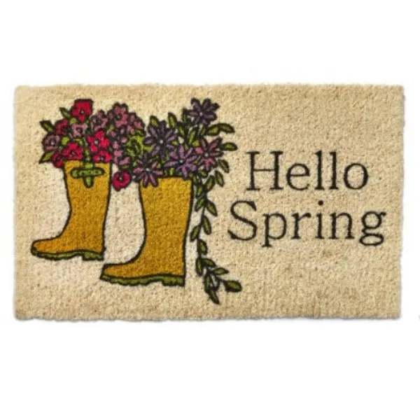 "Hello Spring" Coir Doormat