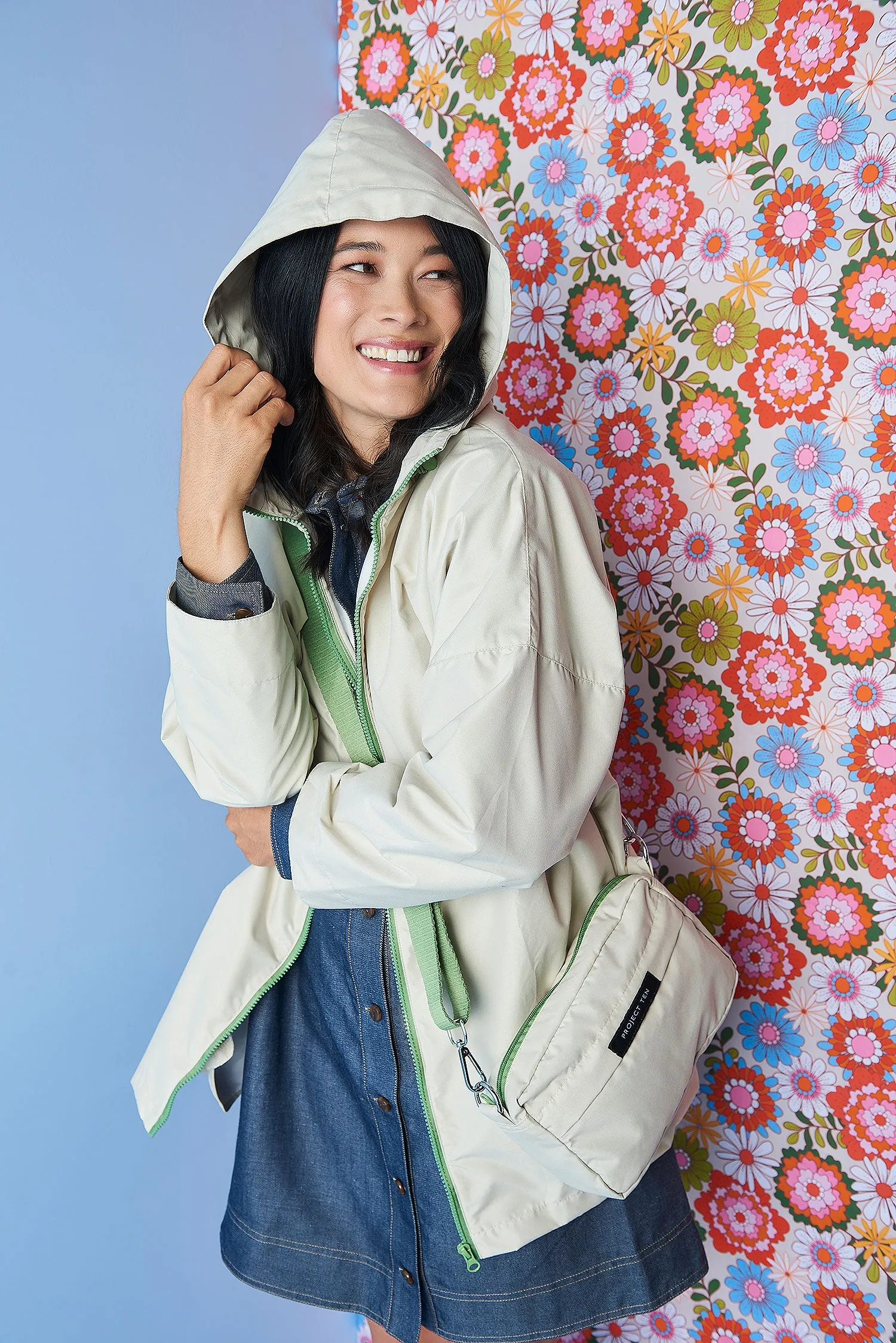 Raincoat in Cross Body Bag - Ecru