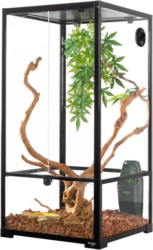 REPTI ZOO 48 Gallon 18" x 18"x 36" Vertical Reptile Terrarium , Front Opening Glass Reptile Cage for Chameleon Iguana RK454590