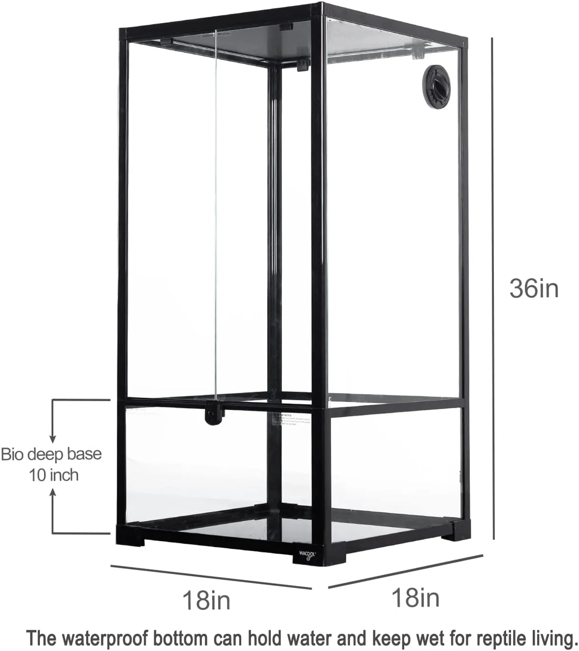 REPTI ZOO 48 Gallon 18" x 18"x 36" Vertical Reptile Terrarium , Front Opening Glass Reptile Cage for Chameleon Iguana RK454590