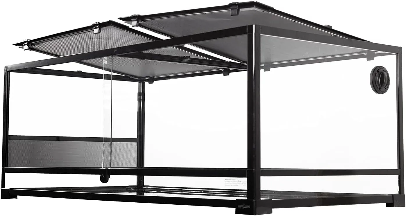 REPTI ZOO 85 Gallon Reptile Glass Terrarium, 48" x 24" x 18" Reptile Detachable Terrarium with Double Hinge Door & Screen Ventilation, 2 in 1 Large Reptile Terrarium RK0226P