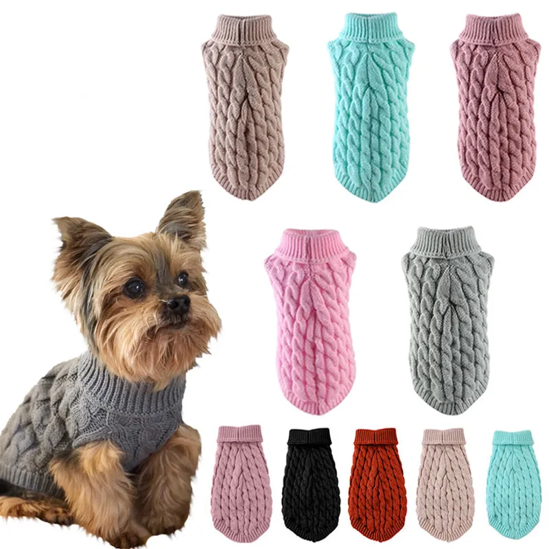 Soft High Collar Sweater for Dogs & Cats - Solid Color Winter Fashion - Chihuahua & Kitten Friendly