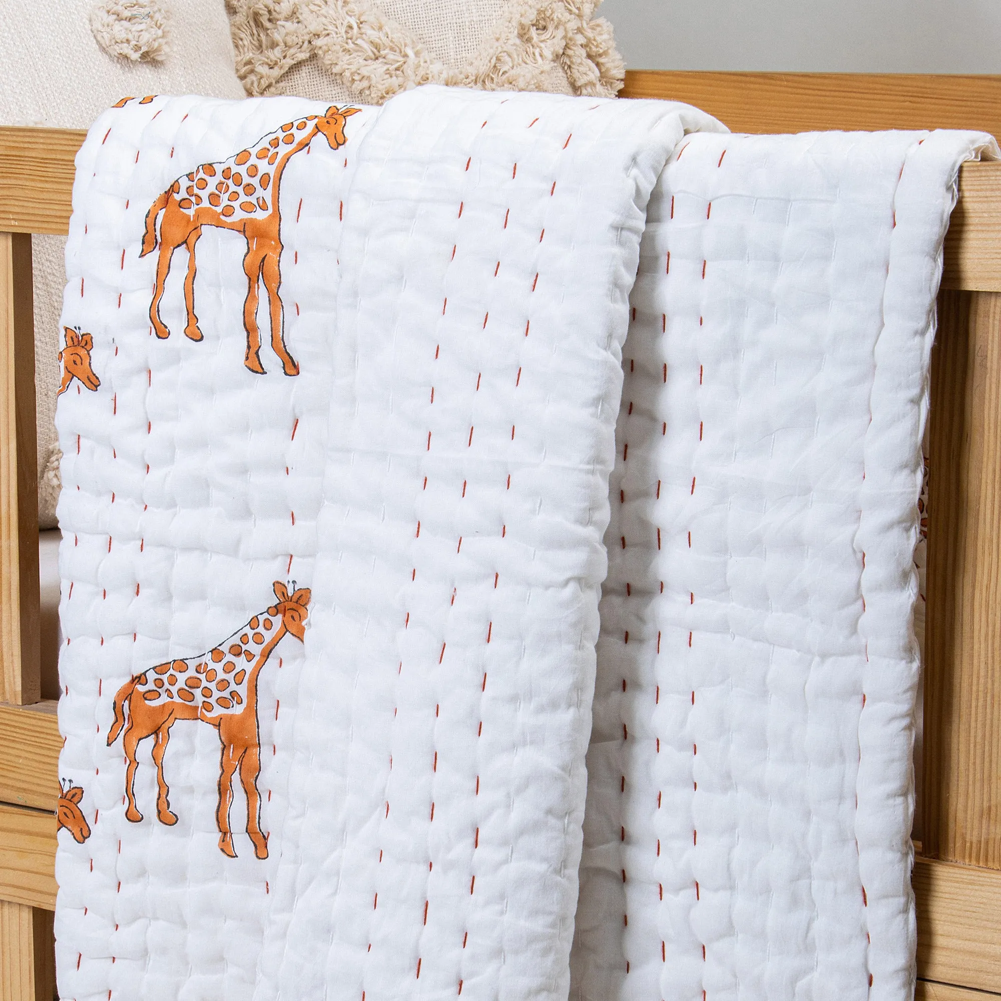 Softest & Stylish Giraffe Print Soft Mulmul Cotton Baby Blanket