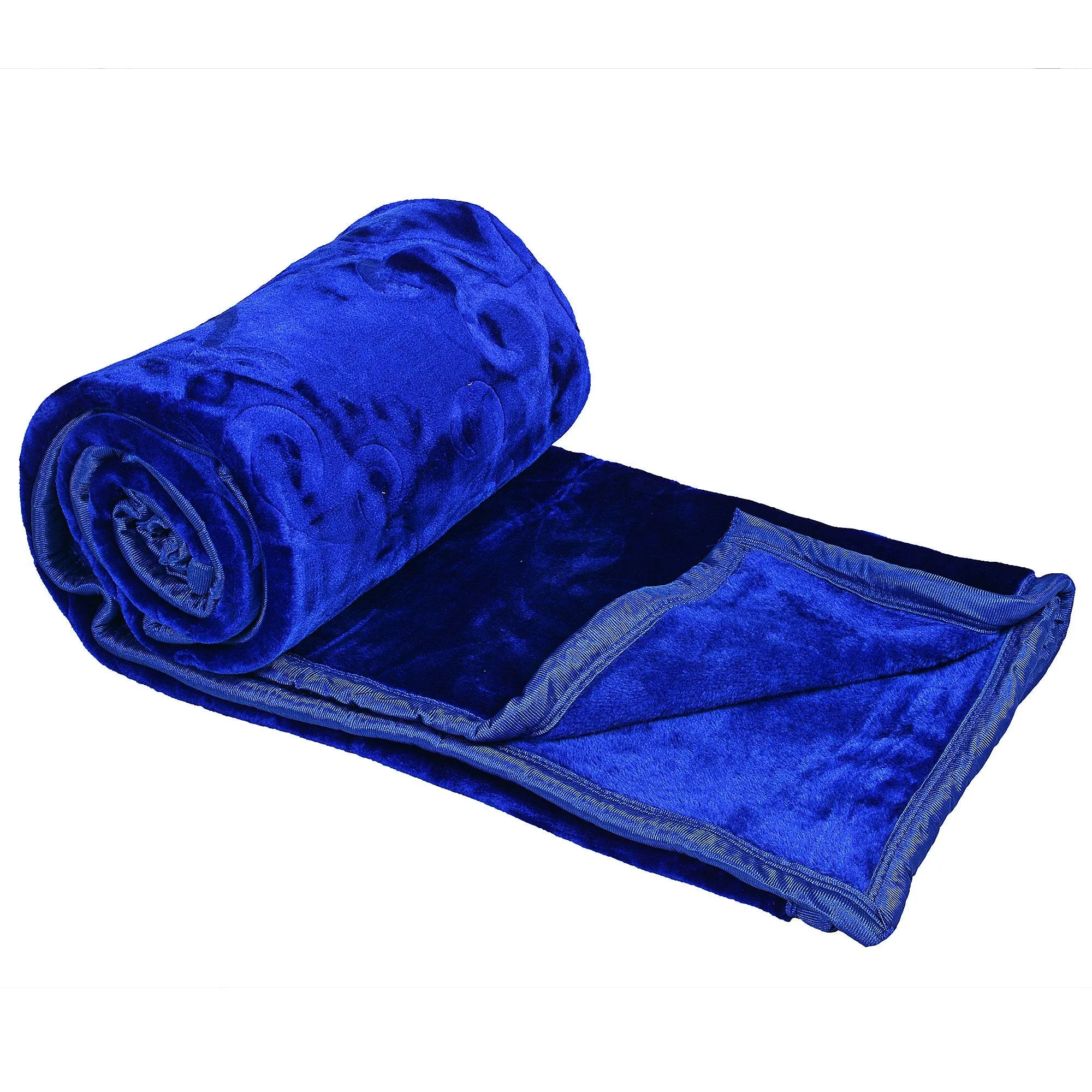 SPANGLE Floral Self Warm Soft Luxurious 360 TC Mink Single Bed Blanket (Blue)