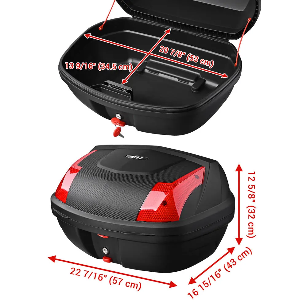 TheLAShop Motorcycle Trunk Top Case Scooter Luggage Storage Box 48L