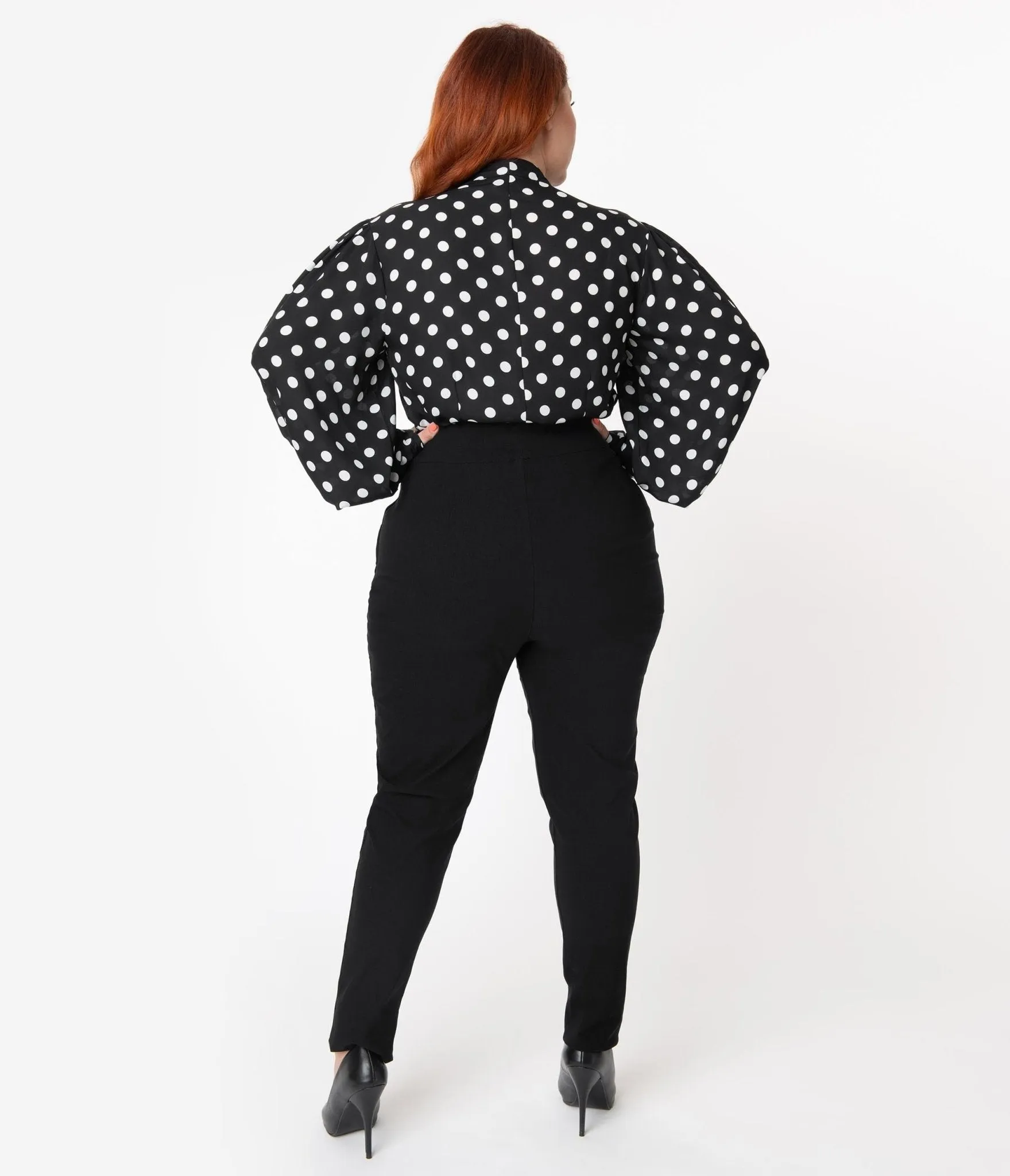 Unique Vintage Plus Size 1950s Black High Waist Rizzo Cigarette Pants