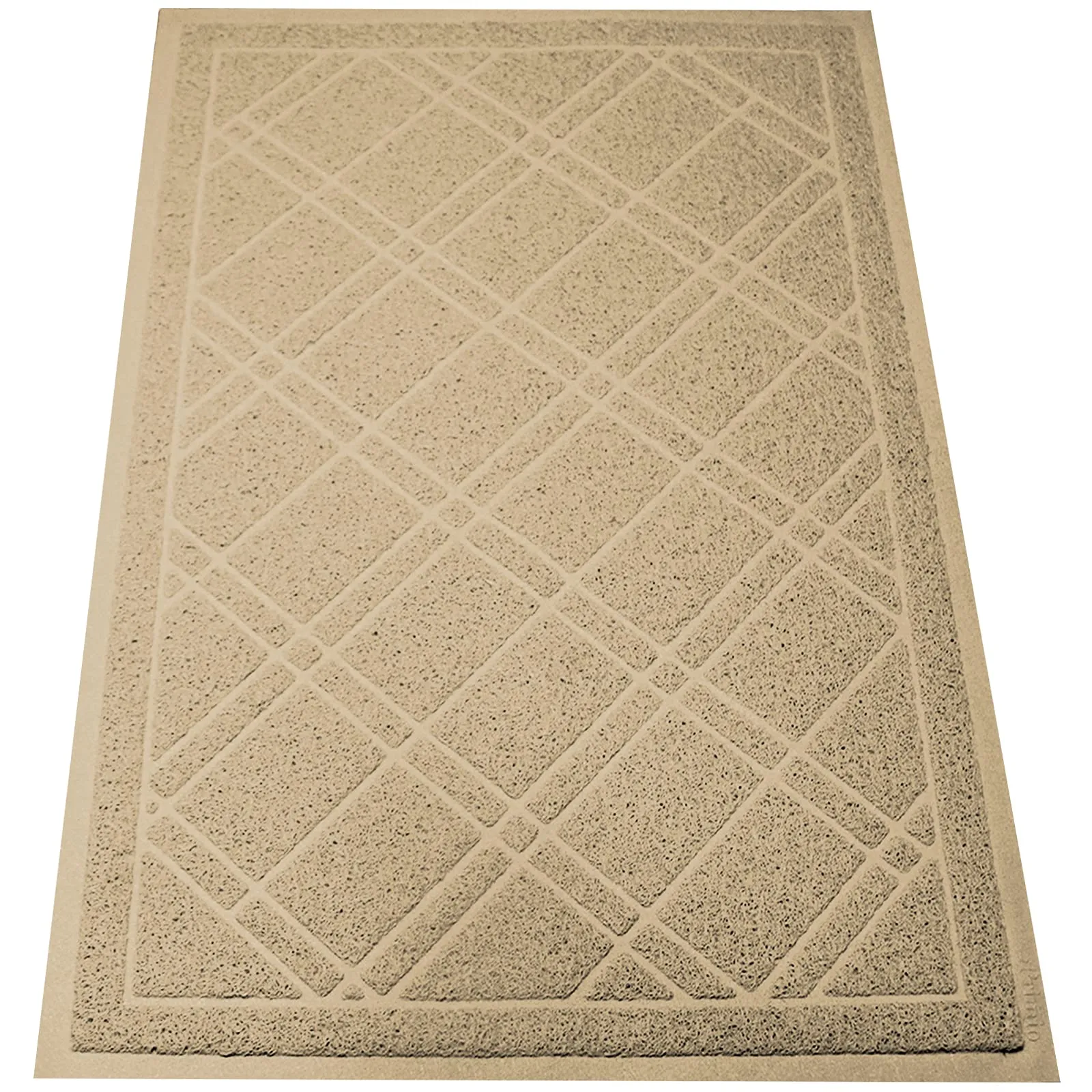 Universal Door Mat, Plaid Design - Khaki, 42 X 35 - Anti Slip, Durable