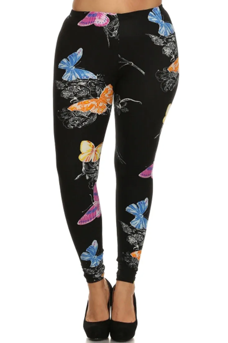 Vibrant Butterfly Design Leggings