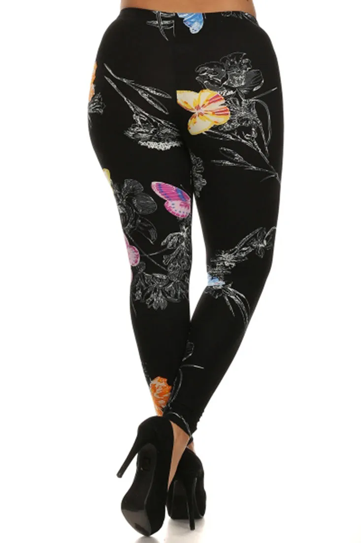 Vibrant Butterfly Design Leggings