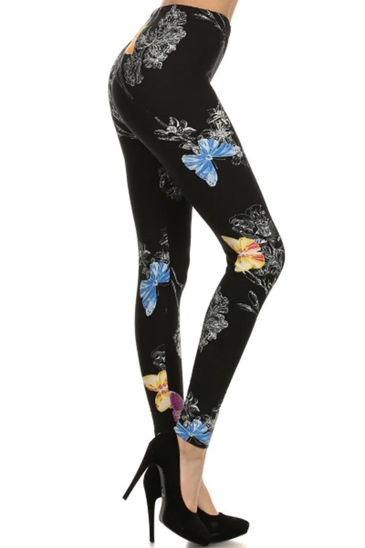 Vibrant Butterfly Design Leggings