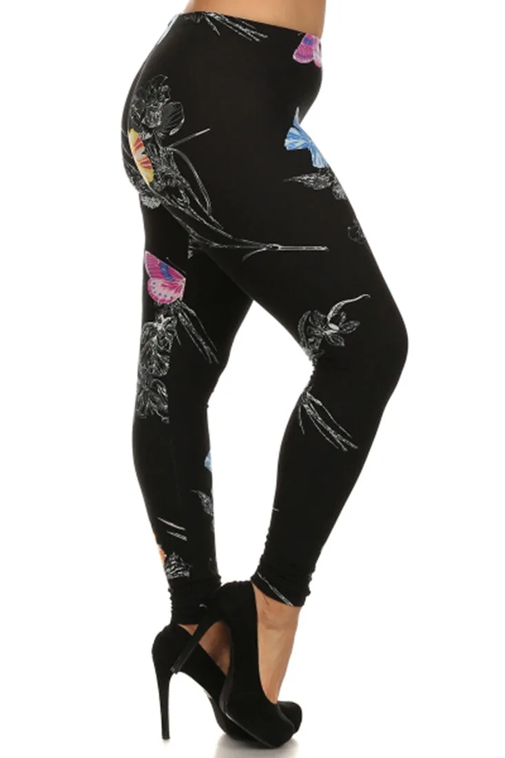 Vibrant Butterfly Design Leggings