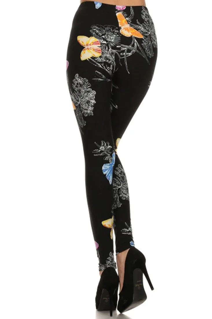 Vibrant Butterfly Design Leggings