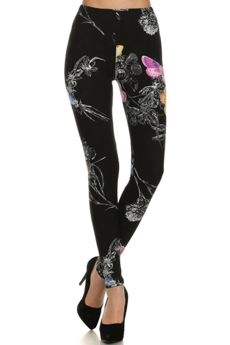 Vibrant Butterfly Design Leggings