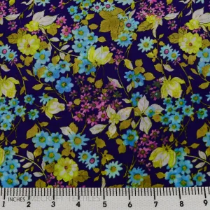 Violet Bright Bloom Cotton Print