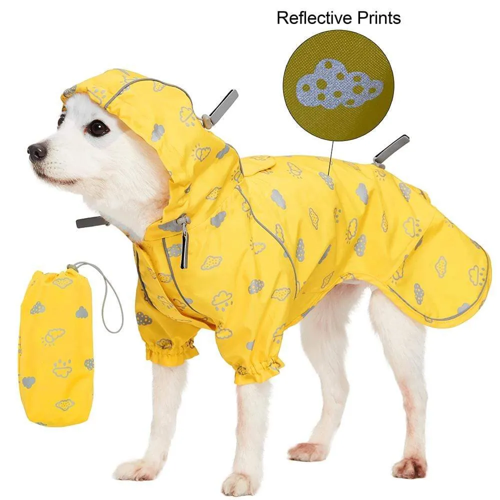 Waterproof | Sunflower Yellow Reflective Dog Raincoat with 2 Legs