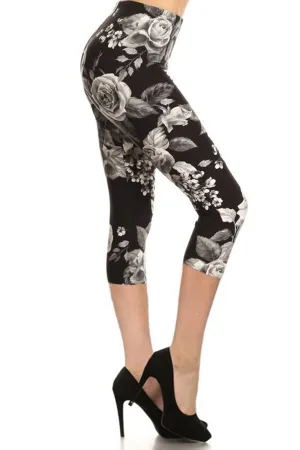 White Rose Plus Size Capri Leggings