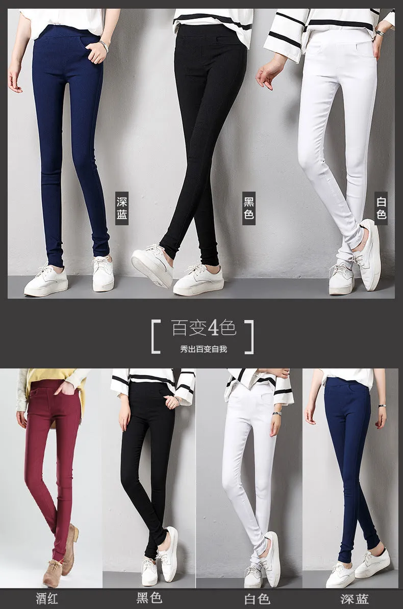 Women Outdoor Long Pants Stretchable Plus Size Slim-Look Thin High Waist Slim-Fit Pants