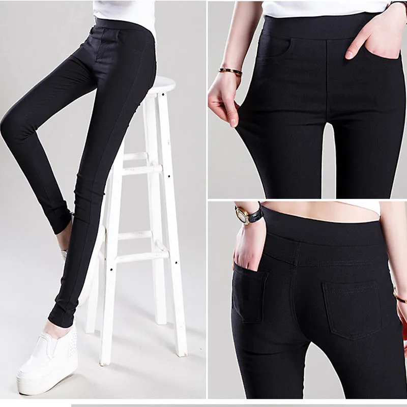 Women Outdoor Long Pants Stretchable Plus Size Slim-Look Thin High Waist Slim-Fit Pants