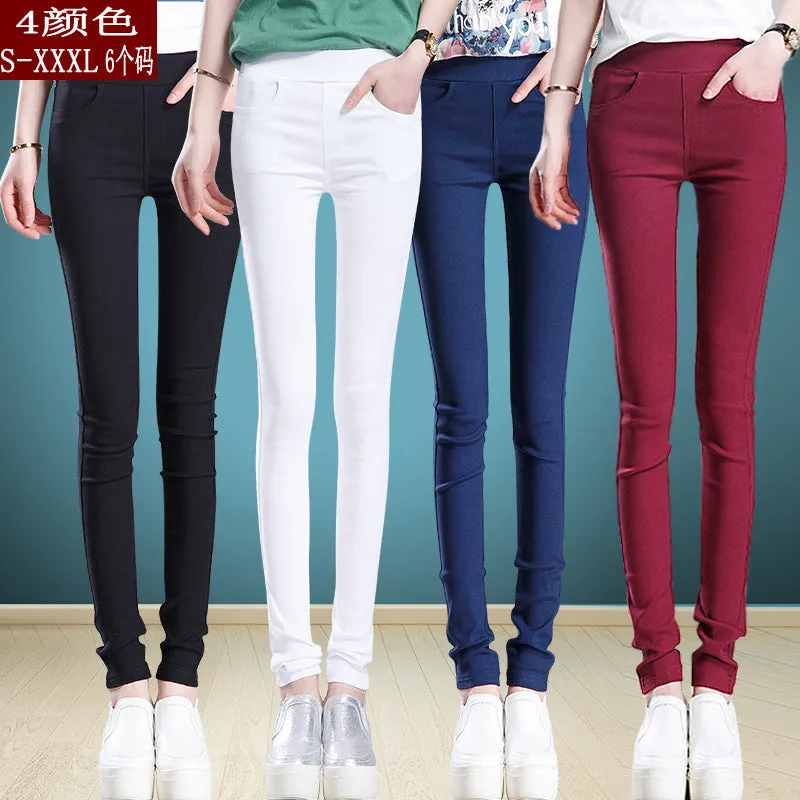 Women Outdoor Long Pants Stretchable Plus Size Slim-Look Thin High Waist Slim-Fit Pants